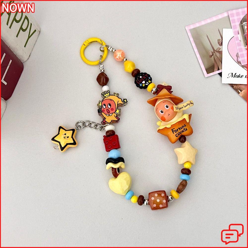 NOWNICE Phone Chain, Anti-lost Gift Beaded Phone Charm, Cute Popmart Star Man Portable Bag Pendant Phone Accessories