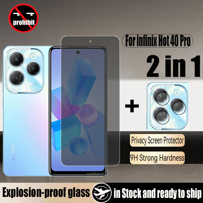 2 in 1 infinix Hot 40 Pro ฟรี FIRE กระจกนิรภัยส่วนตัว Anti-Spy คลุมทั้งหมดปกป้องหน้าจอ Anti Peek ฟิล์มความเป็นส่วนตัวสําหรับ infinix Hot 60 60i 50i 50 Pro 40i 4G ฟิล์มกระจก & ฟิล์มกล้อง
