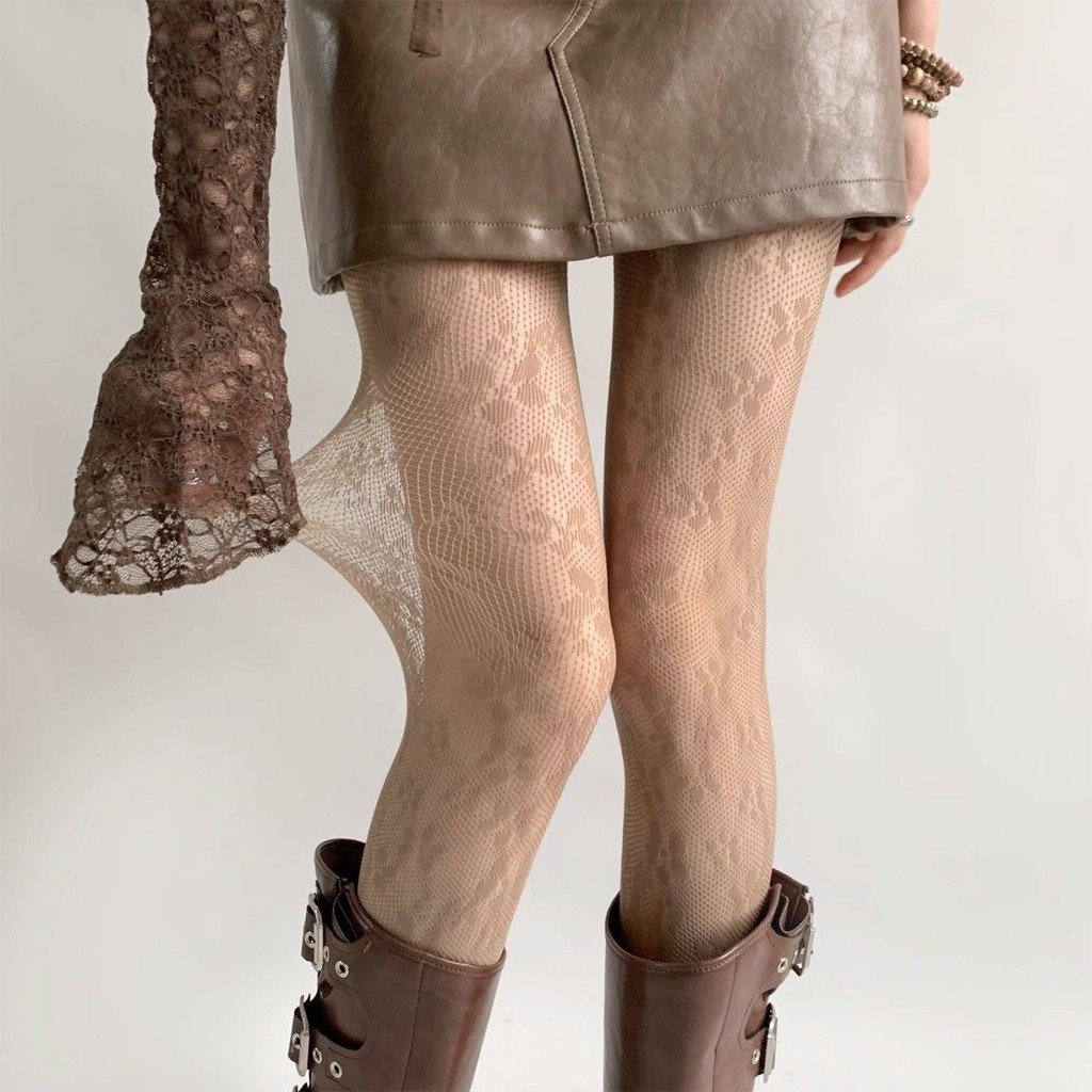 ขายร้อนลูกไม้กลีบ Hollow Pantyhose Retro หลากหลาย Slimmer ดู Butt Lift ขาสวย