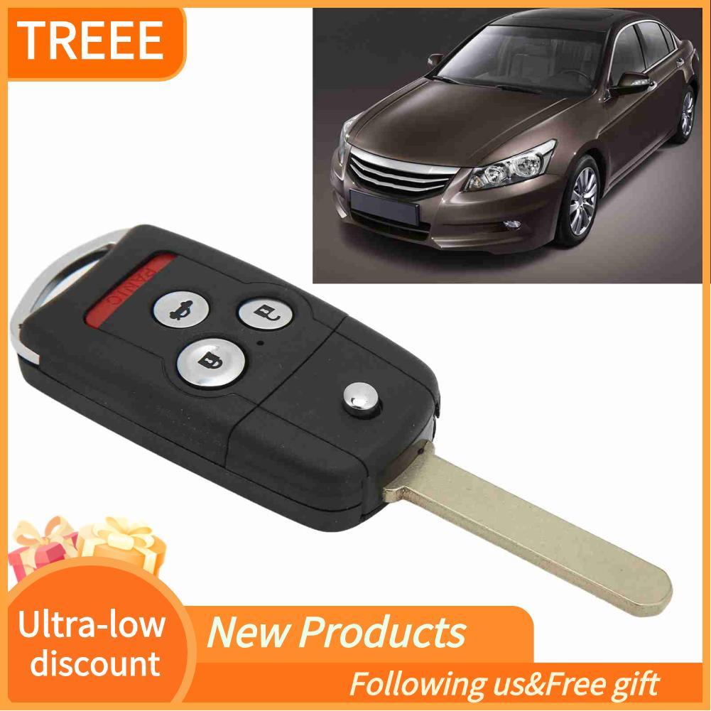 Treee 4 ปุ่มกุญแจรถ Fob Keyless Flip พับ MLBHLIK-1T OUCG8D-439H-A N5F0602A1A แบบพับได้สำหรับ MDX TL 
