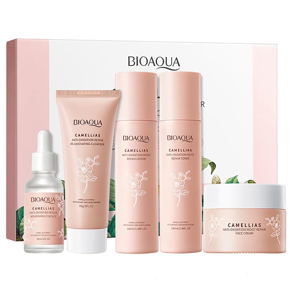 SDFGHJKL;BIOAQUA Camellias Anti-Oxidation Moist Repair Toner Essence Face Cream Cleanser Lotion Came