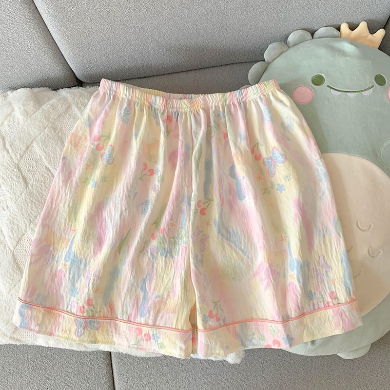 ชุดนอนผ้าฝ้ายลายผีเสื้อ แบบสามชิ้น สไตล์เมฆ สำหรับผู้หญิง มีแผ่นรองหน้าอก กางเกงขายาวแขนสั้น เหมาะสำหรับฤดูใบไม้ผลิ - รูปที่ 6