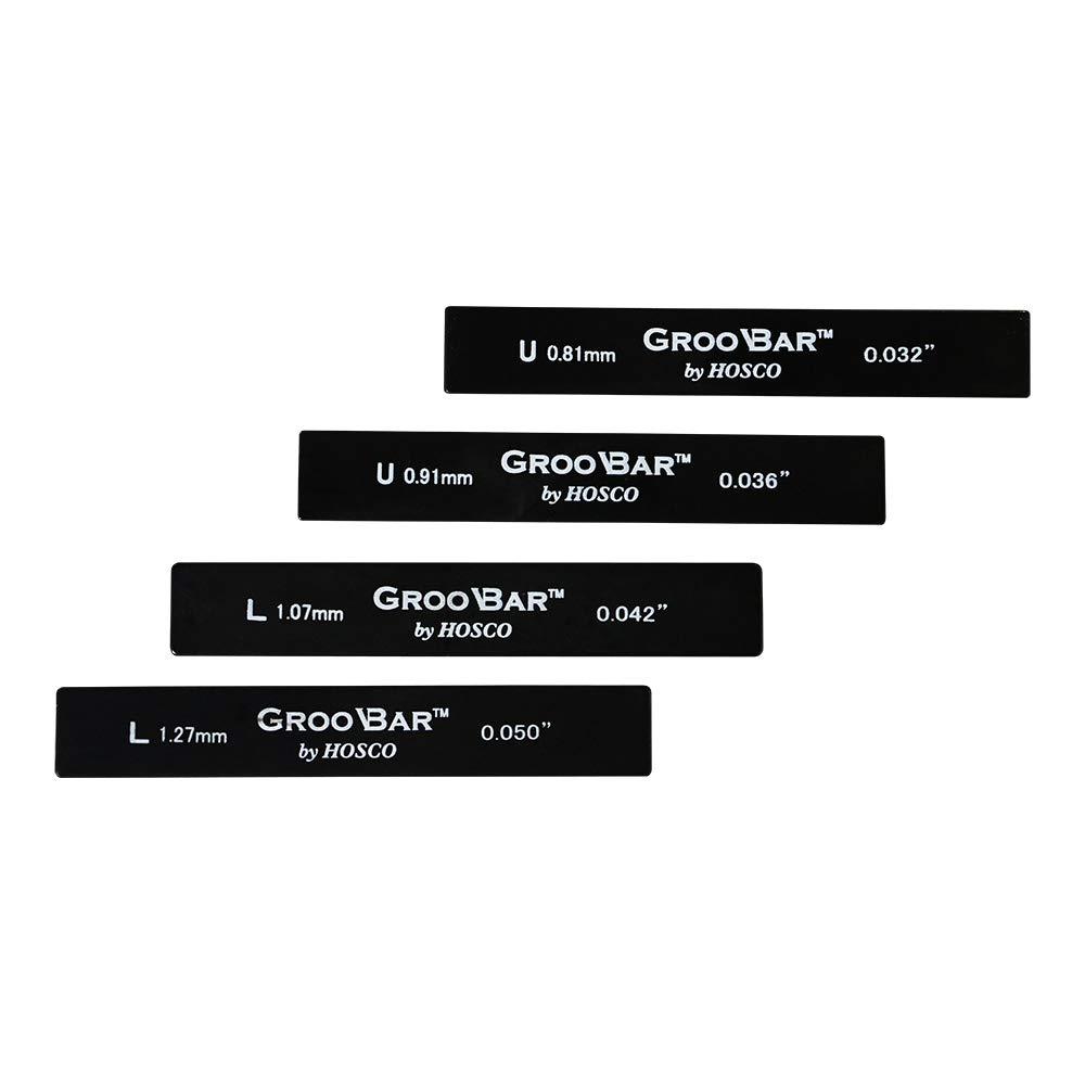 HOSCO Luthiers Tools GrooBar Nut Slot Spacer Set for Guitar (4 Pieces: 1.07mm, 1.27mm, 1.42mm, 1.65m