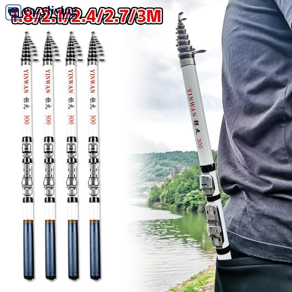 EAZYLIVING 1.8-3M Telescopic ไฟเบอร์กลาส Rock Fishing Rod แบบพกพา Ultralight Spinning Rod สําหรับเบส