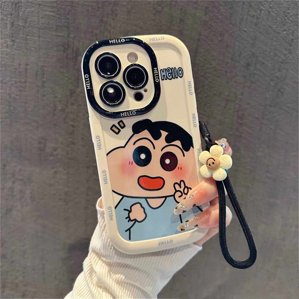 เคสโทรศัพท์แบบมีสายคล้อง เคสไอโฟน 13 11 17 Air 16 15 IPhone 11 13 12 14 Pro XR XS Max Crayon Shinchan PFK471A