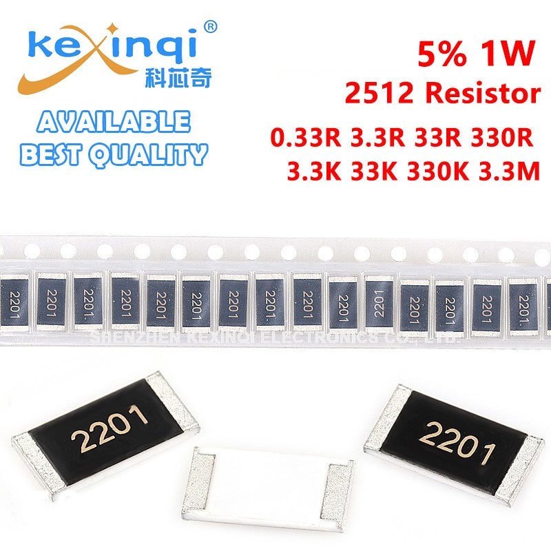 50 ชิ้น/ล็อต SMD 2512 ตัวต้านทาน 5% 1W ความต้านทาน 0R โอห์ม 0.33R 3.3R 33R 330R 3.3K 33K 330K 3.3M