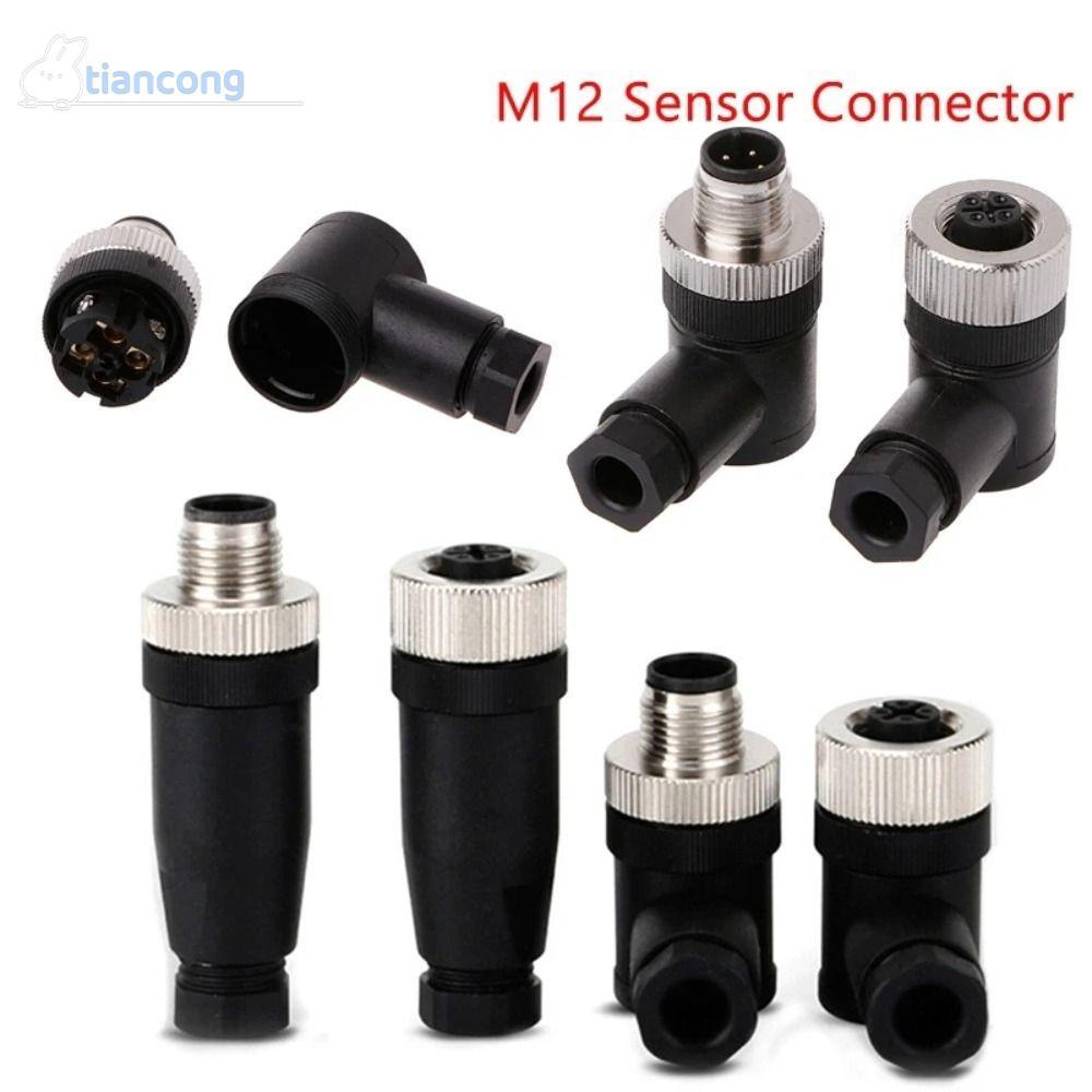 TIANCONG M12 ปลั๊กการบิน, 4 5 8 Pin Sensor Plug M12 Sensor Connector,ประเภทเซ็นเซอร์มุมM12 Sensor Ca