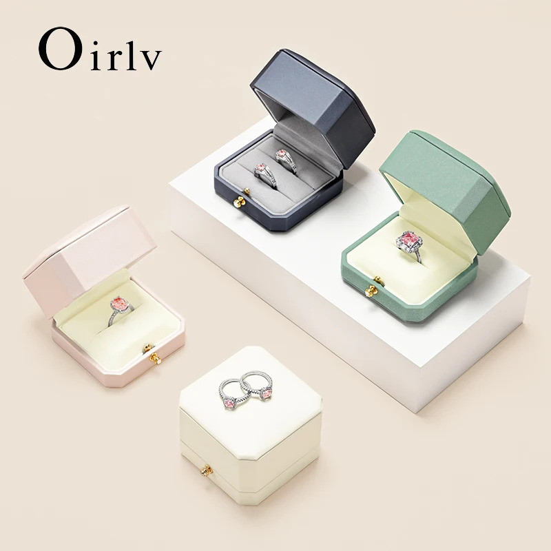 Oirlv เครื่องประดับกล่องแหวนเดี่ยว/คู่แหวนเครื่องประดับแหวนกล่องบรรจุภัณฑ์กล่องเก็บเครื่องประดับของขวัญสําหรับข้อเสนอการแต่งงาน H175