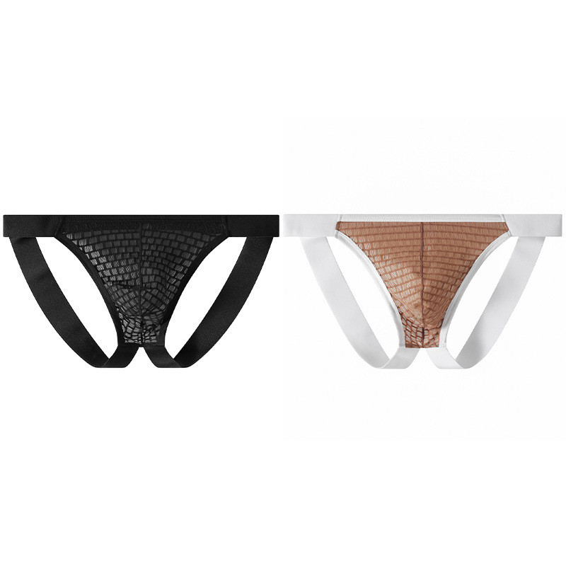 กางเกงผู้ชายตาข่ายโปร่ง เอวต่ำ สไตล์เซ็กซี่ สีทอง ระบายอากาศดี - รูปที่ 7