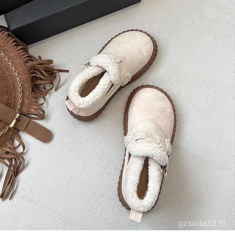 รองเท้าบ้านผ้าฝ้ายสำหรับผู้หญิง สไตล์ขนมปังรองเท้า ยืดหยุ่นและสวมใส่ง่าย