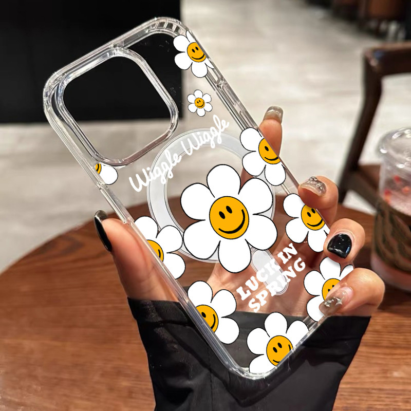 เคสไอโฟน 17 16 15 14 13 12 11 Pro max Wireless magnetic Swirl Heart Illustration Case For iPhone 13P