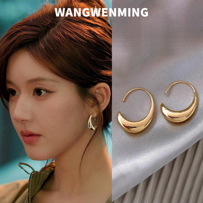 ZHAOLUSHI XUYAN ต่างหูทรงกลมสีทองไม่ซ้ำใคร