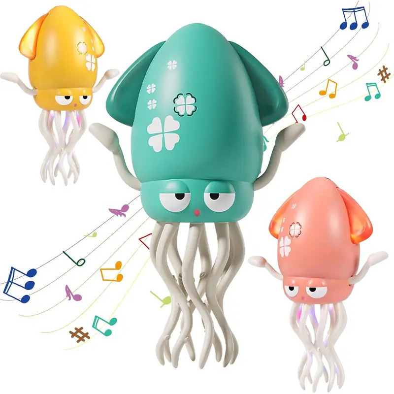 Electric Dancing Octopus Toy Kids Sound and Light Obstacle Avoidance Crawling Simulated Octopus Baby