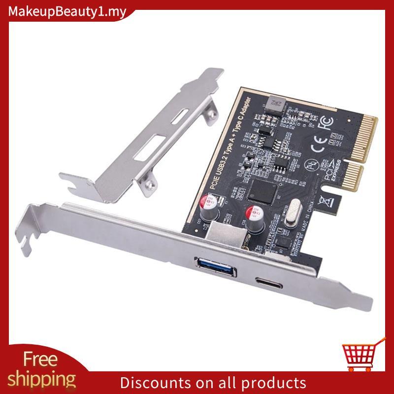 PCIE USB 3.2 GEN2 10G + ประเภท C 10G อะแดปเตอร์ PCI Express X4 การ์ดขยาย Riser ASM1142 ชิปคอนโทรลเลอ