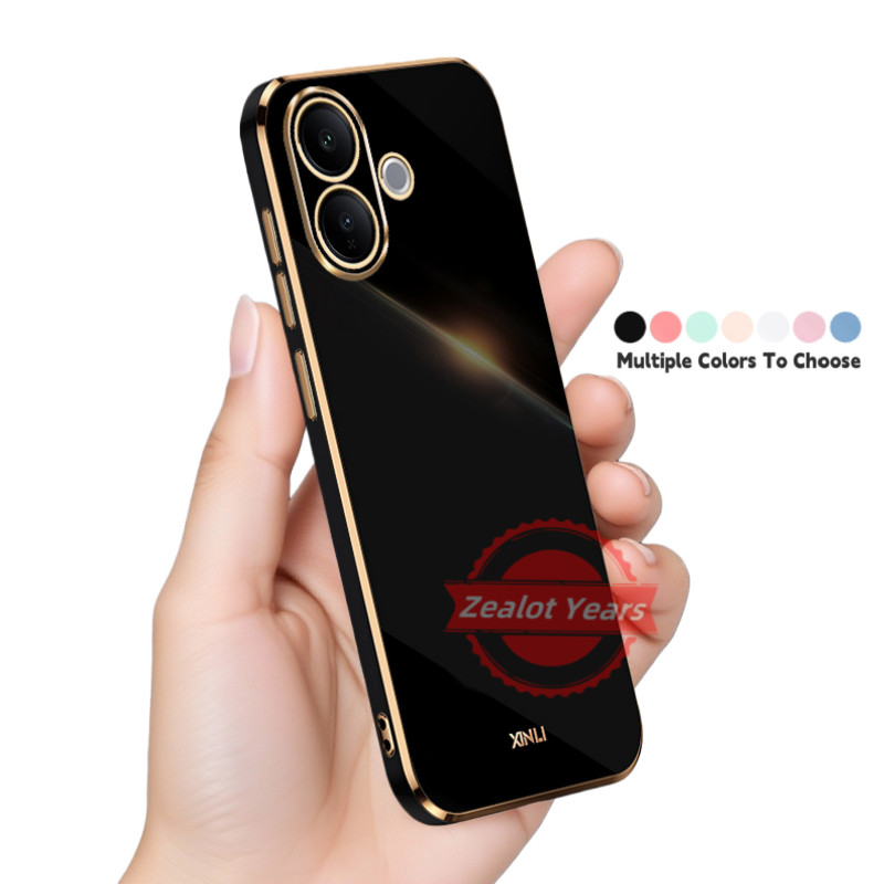ปลอกอ่อนสําหรับ Vivo V60 Lite 5G V60Lite 4G หรูหราตรงขอบเคสโทรศัพท์ไฟฟ้าฝาครอบป้องกันเลนส์