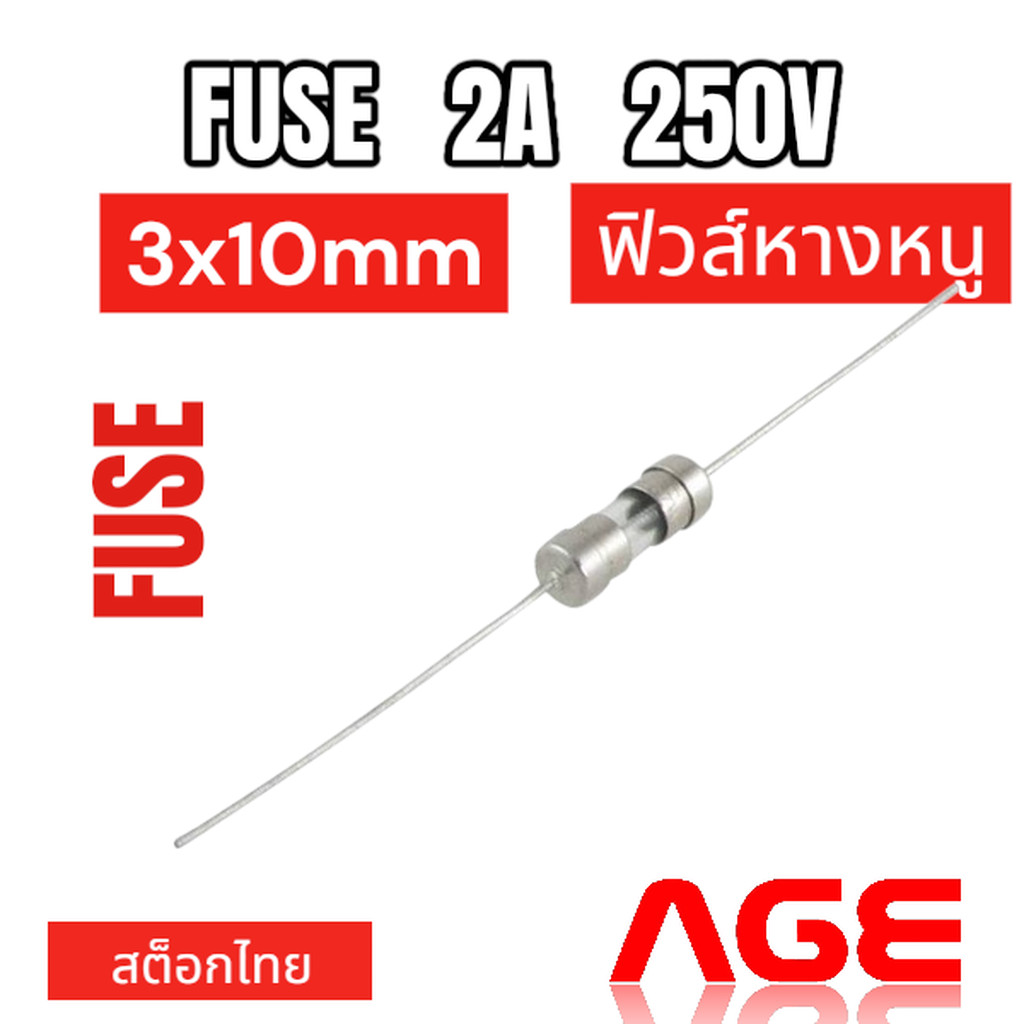 Fuse 2A 250V, 3X10mm,ฟิวส์หางหนู