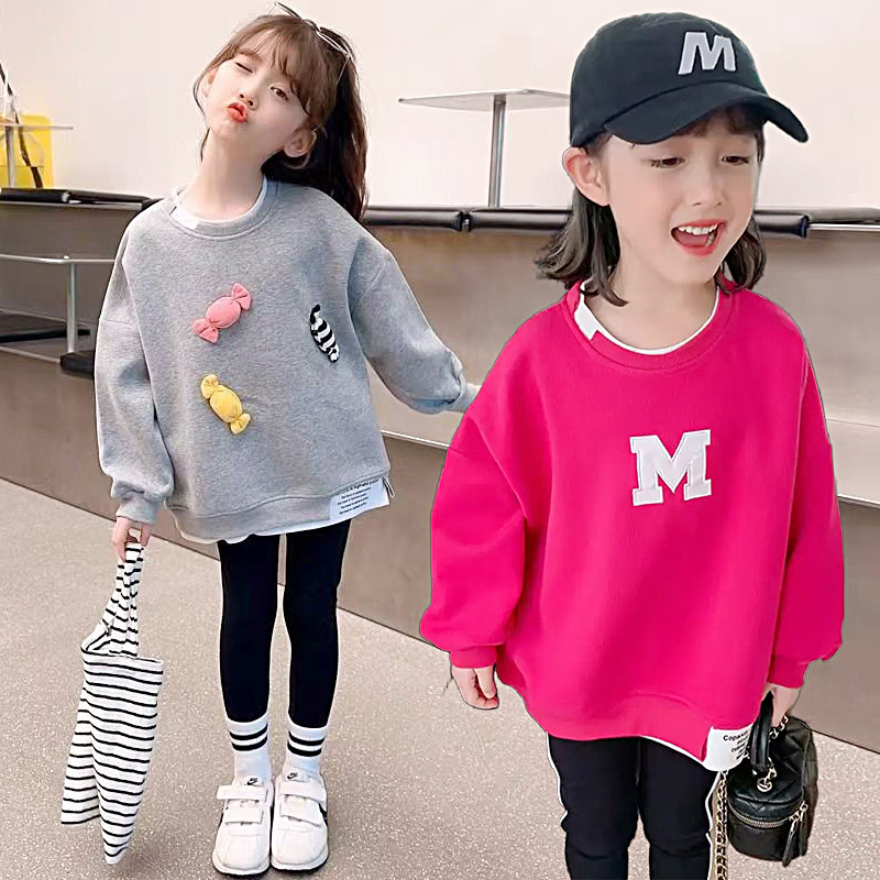เสื้อท็อปแขนยาวสำหรับเด็กผู้หญิงรุ่นใหม่ ทำจากผ้าฝ้ายแท้ สวมใส่สบาย เด็กผู้หญิง