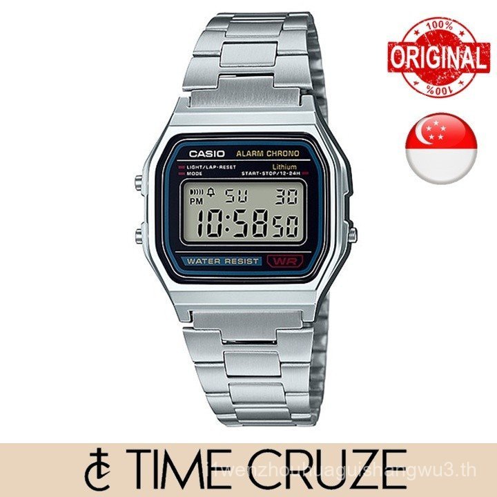 [Time Cruze] Casio A158 Vintage Stainless Steel Adjustable Strap Digital Quartz Watch A158WA-1DF A15