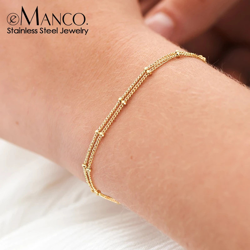 Emanco สร้อยข้อมือสแตนเลสเคลือบเงิน 14K ทอง พอดีกับงานออฟฟิศและโอกาสสำคัญ