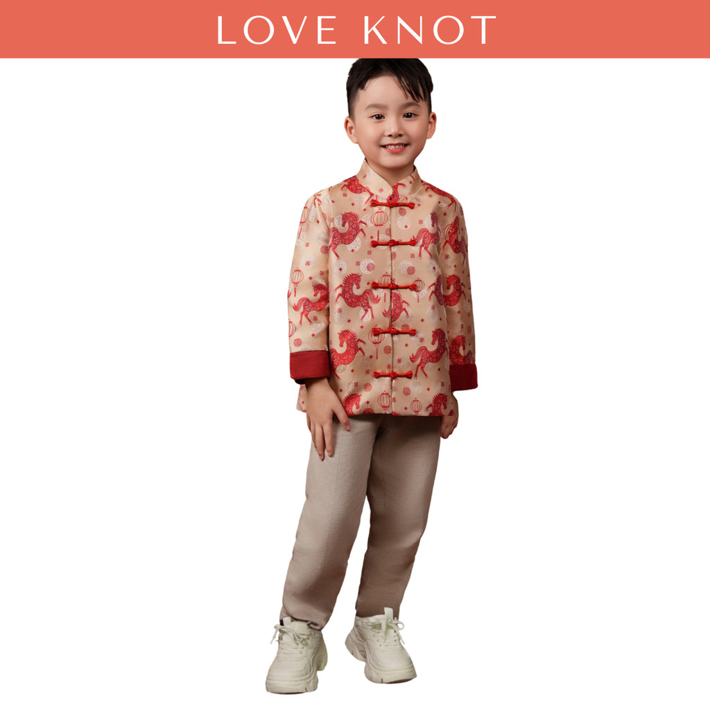 เสื้อ Little Jun Imperial Horse Jacquard Boy Samfu (สีแดง)