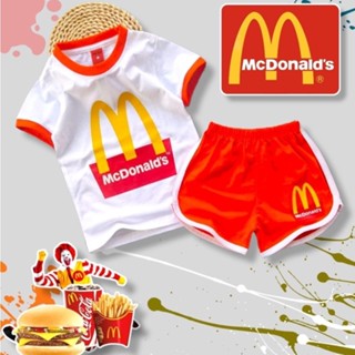 B002 ชุดเซ็ตเด็ก ชุดนอนเด็ก งานสกรีน ลายโลโก้สินค้า แมคโดนัล…
