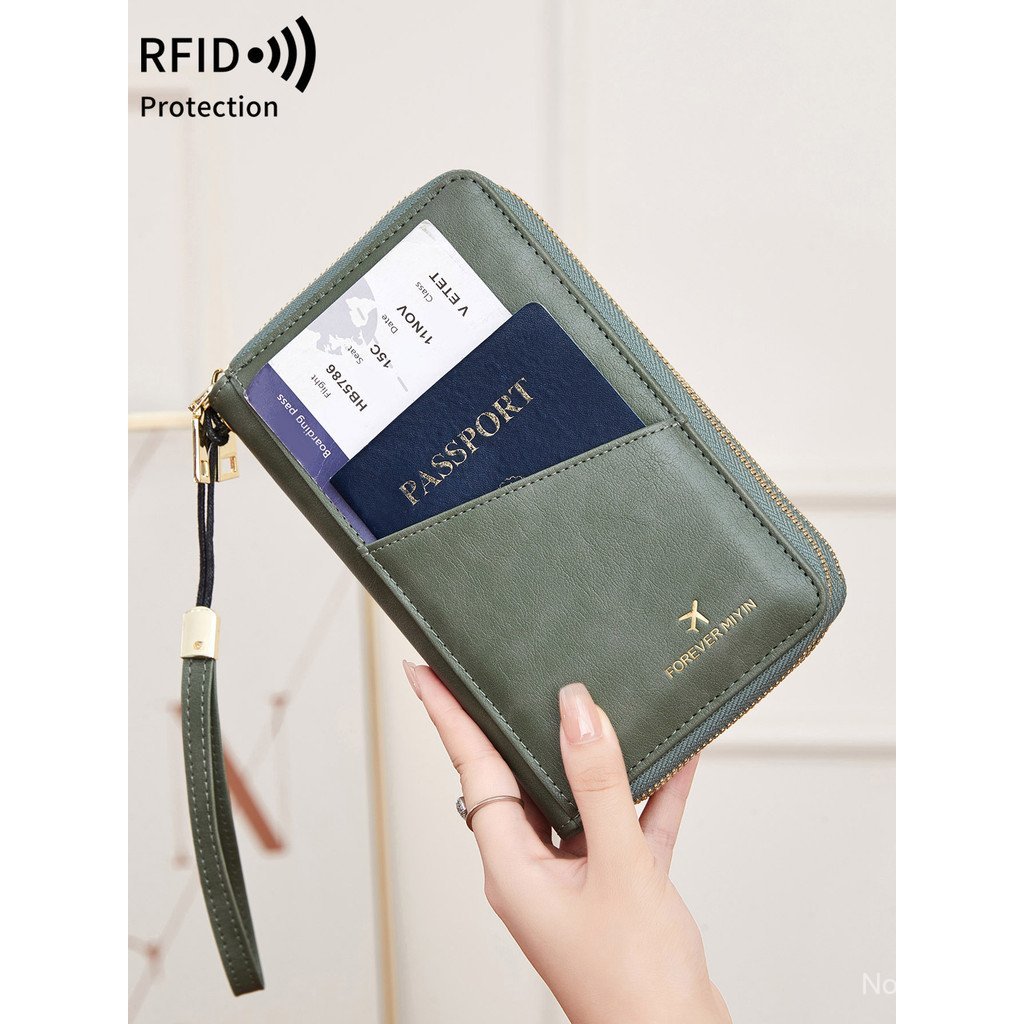 มัลติฟังก์ชั่ข้ามพรมแดน RFID Air Ticket ยาว Cross-Body Passport Bag 2024 Travel Document Bag Wallet 