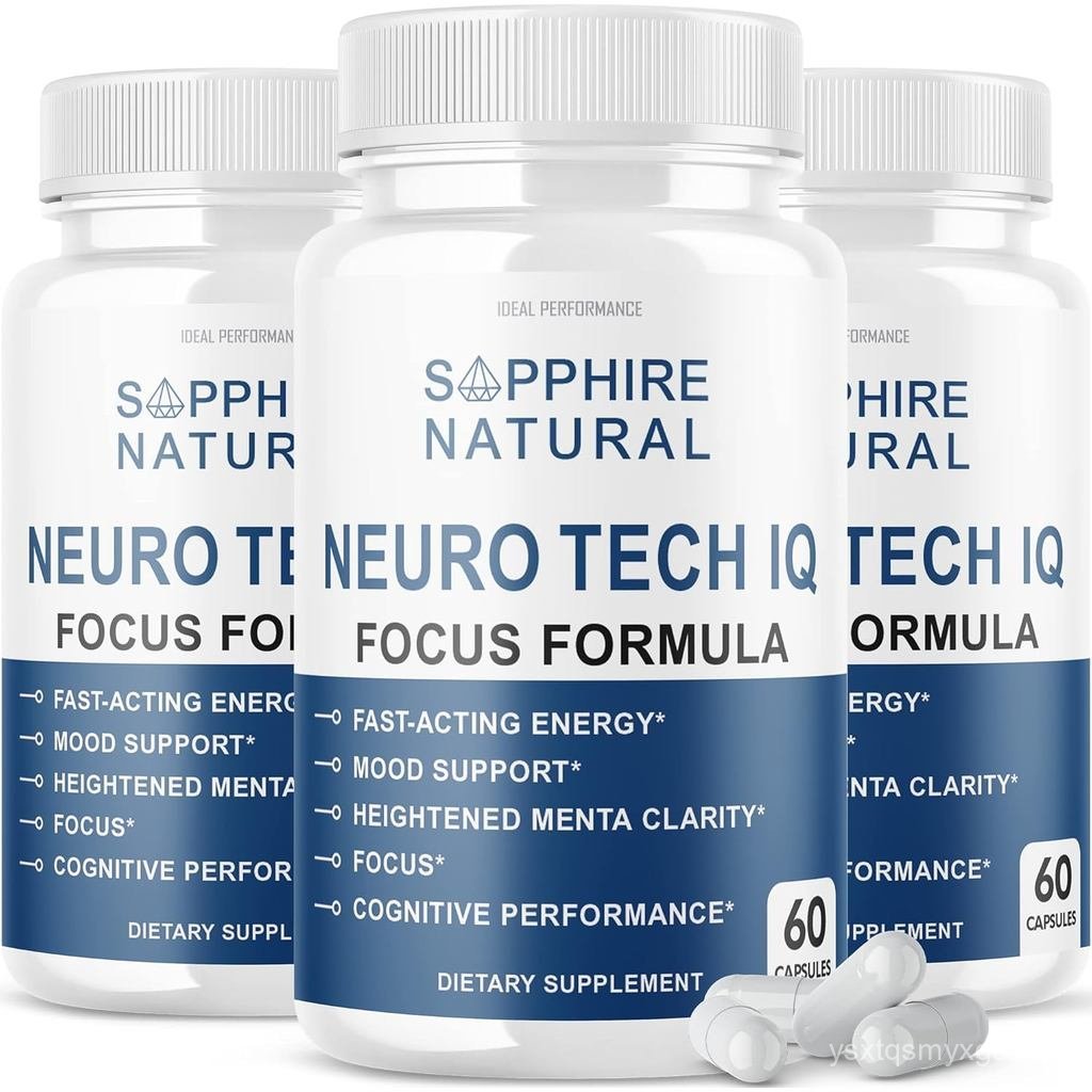 (3 แพ็ค) อาหารเสริมสมอง Neuro Tech IQ Neurotech Iq Focus Formula Pills (180 แคปซูล)