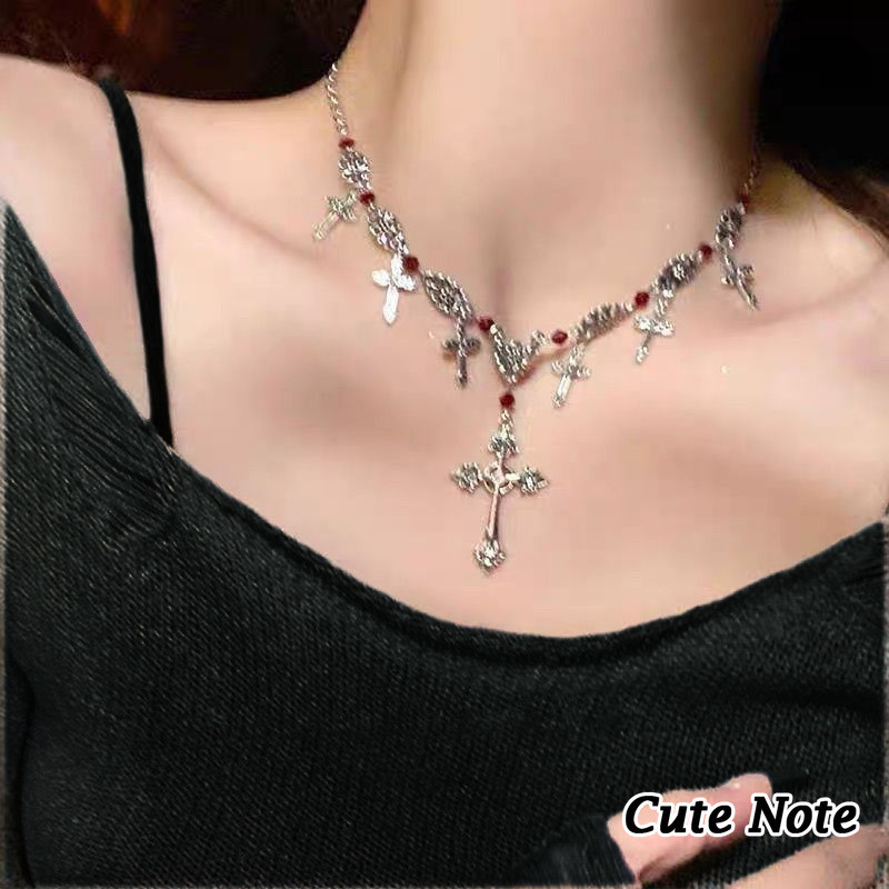 น่ารักหมายเหตุ ย2เค ข้ามสร้อยคอซ้อนพังก์สร้อยคอย้อนยุคมืดโกธิคสร้อยคอคอโซ่กระดูกไหปลาร้าลิงค์พิเศษ ค