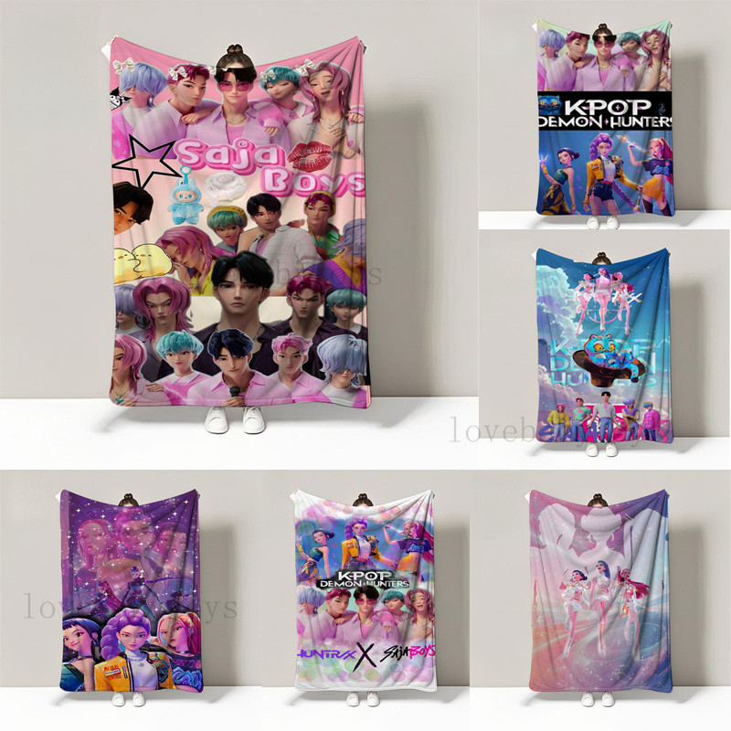 Kpop Demon ภาพยนตร์ผ้าห่มเกาหลี Pop ผ้าห่มออกแบบขนแกะนุ่ม Minky Sherpa โยน Cozy อะนิเมะ Gamer ผ้าห่มที่ไม่ซ้ํากันคริสต์มาสของขวัญผ้าห่ม Gaming