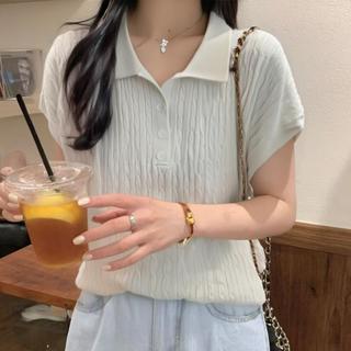 Red Berryเสื้อโปโลถักแขนสั้นสำหรับผู้หญิง เนื้อผ้ายืดหยุ่น ส…