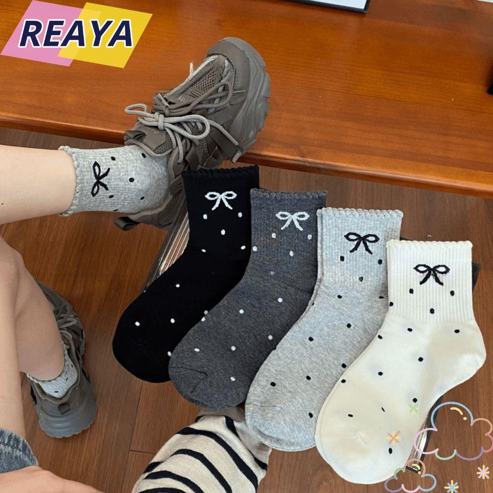 ถุงเท้า REAYA ลายจุดดูดซับเหงื่อและระบายอากาศได้ดี มาในสไตล์น่ารักริเฟิล.Dot สำหรับเด็กผู้หญิงและเป็นของขวัญที่เหมาะเจาะ