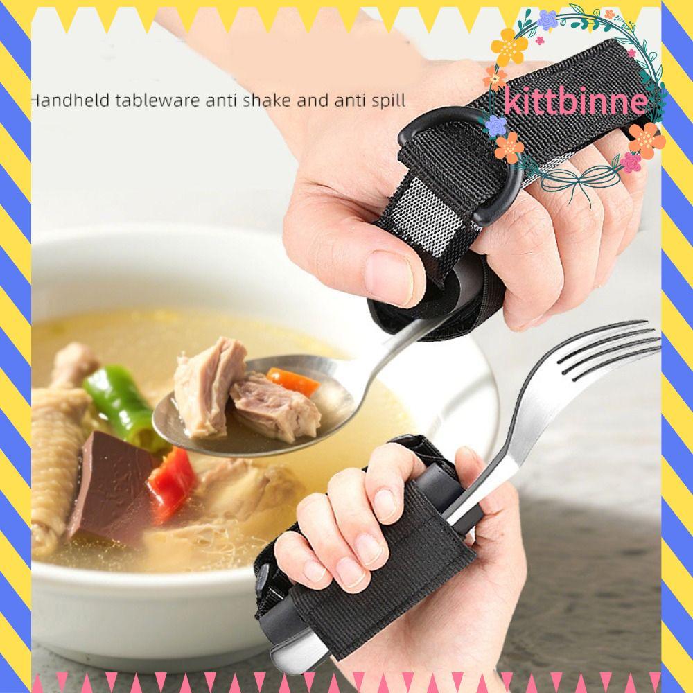 KITTBINNE823 ที่ใส่ภาชนะสายรัด, Hypoallergenic Elastic Eating Assistance Cuff, Washable Self-Care Ai