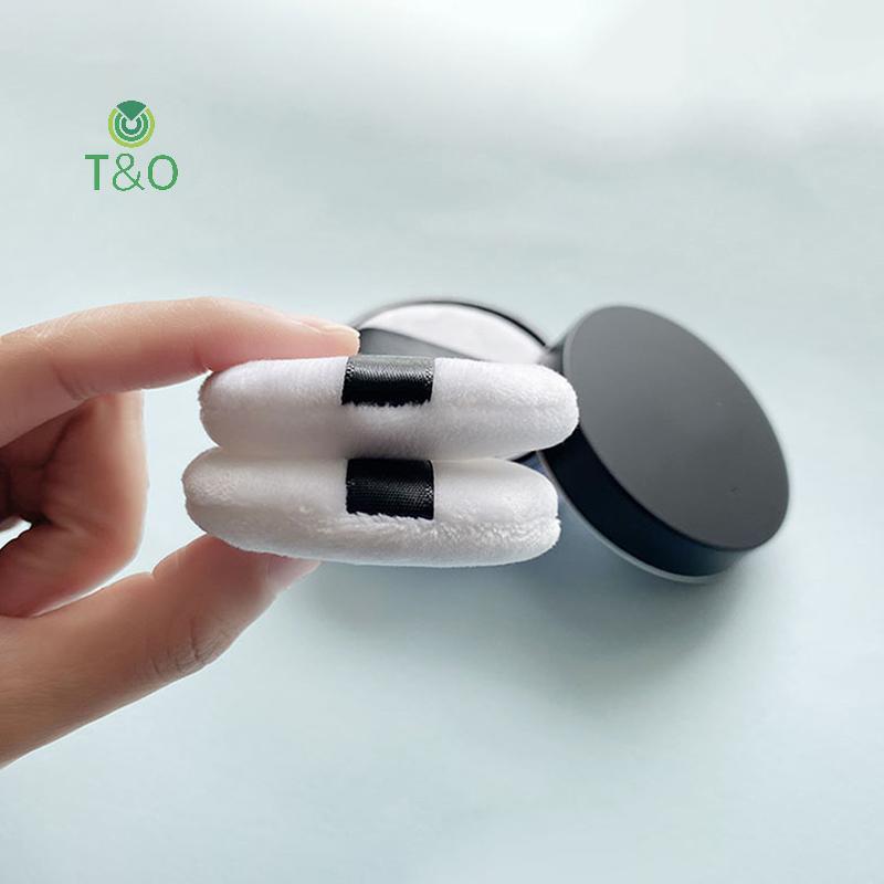 T&O 2 ชิ้น Professional ทรงกลมแบบพกพาแป้งบนใบหน้า Foundation พัฟเครื่องสําอางนุ่มพัฟแต่งหน้าฟองน้ําเ