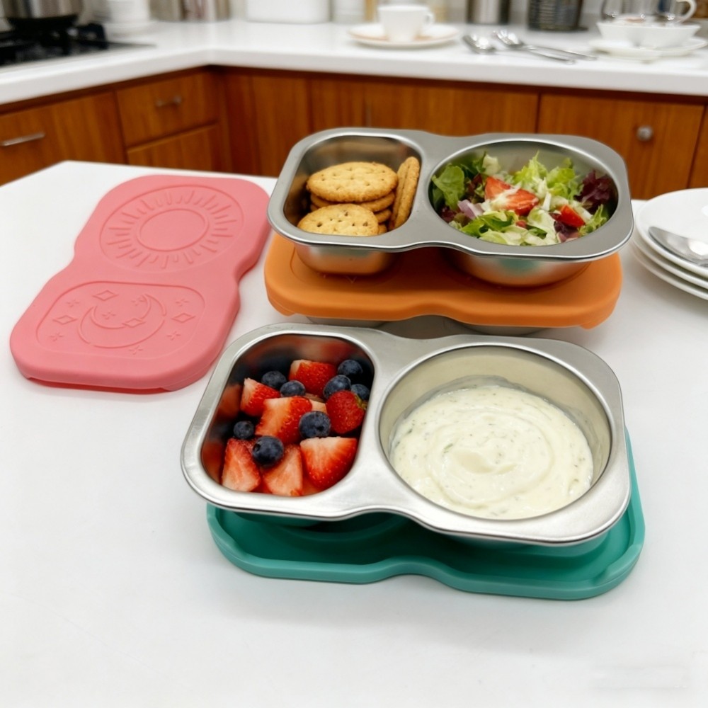 【SMELLSHI】Stainless steel double grid dipping cup, leak proof stainless steel sauce cup