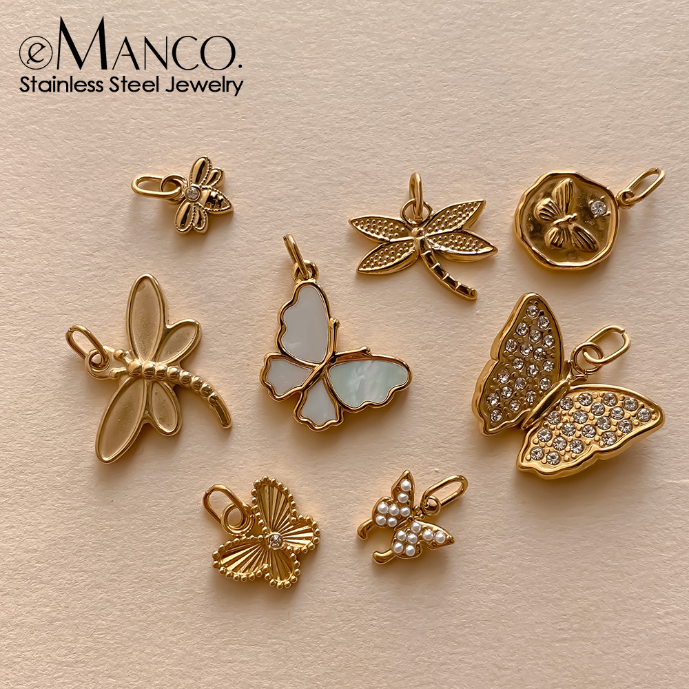 EManco สแตนเลสรินิสโตーン และชาร์ม เพชรสังเคราะห์สำหรับทำเครื่องประดับสร้อยคอย DYI