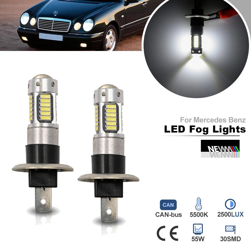 สําหรับ Mercedes Benz E-CLASS W210 E210 S210 1995-2002 H1 H1ST/XV LED หมอกไฟ Canbus กันชนหน้าขับรถโค