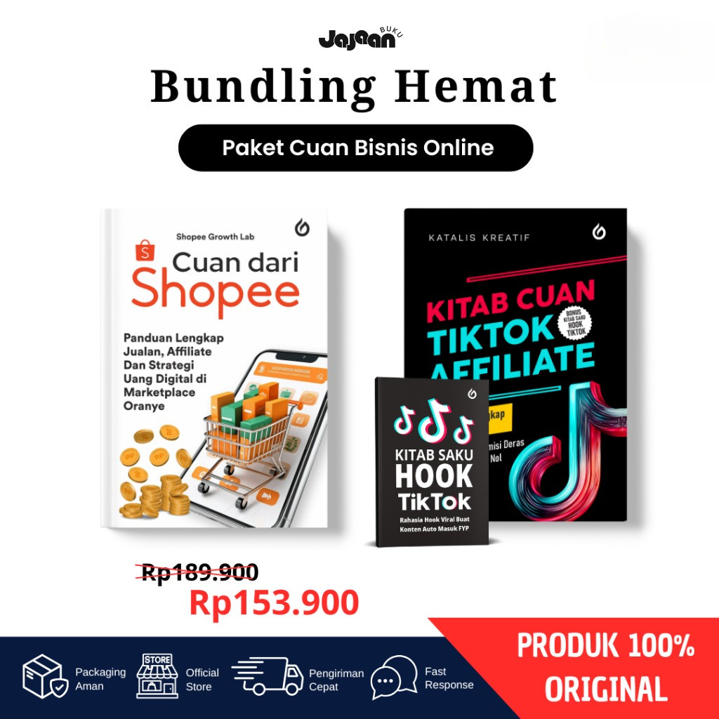 แพ็คเกจหนังสือธุรกิจออนไลน์ 3 เล่ม Cuan: Shopee Seller + TikTok Affiliate + TikTok Hook | คู่มือการข