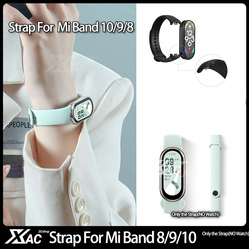 สร้อยข้อมือซิลิโคนสําหรับ Mi Band 8/9 สายคล้อง NFC อุปกรณ์เสริมกีฬายาง SmartWatch สายรัดข้อมือ pulseira correa Xiaomi MiBand 8 สาย