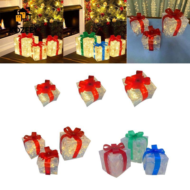 KOZEEY LED Lighted Favor Boxes Christmas Decorative Clear Bowknot Favor Boxes for