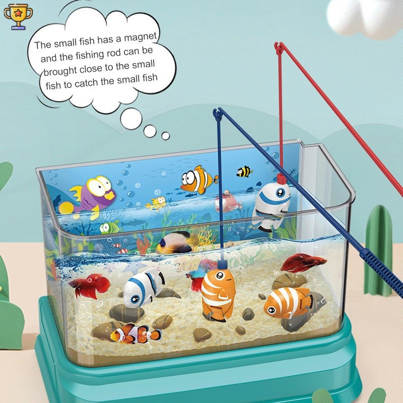 1 Set Aquarium Toy For Toddlers Fish Tank Decorative Fishing Led Lamp Tropical Fish Mini Aquarium To