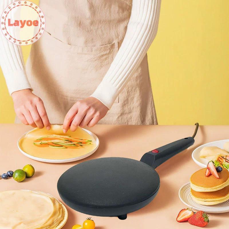 Layoe เครื่องทําเครปไฟฟ้าเครื่องทําเค้กอาหารเช้าพิซซ่า Baker แพนเค้กถาดอบ Non-Stick Pan จีนฤดูใบไม้ผลิม้วนทําอาหารกระทะ TH