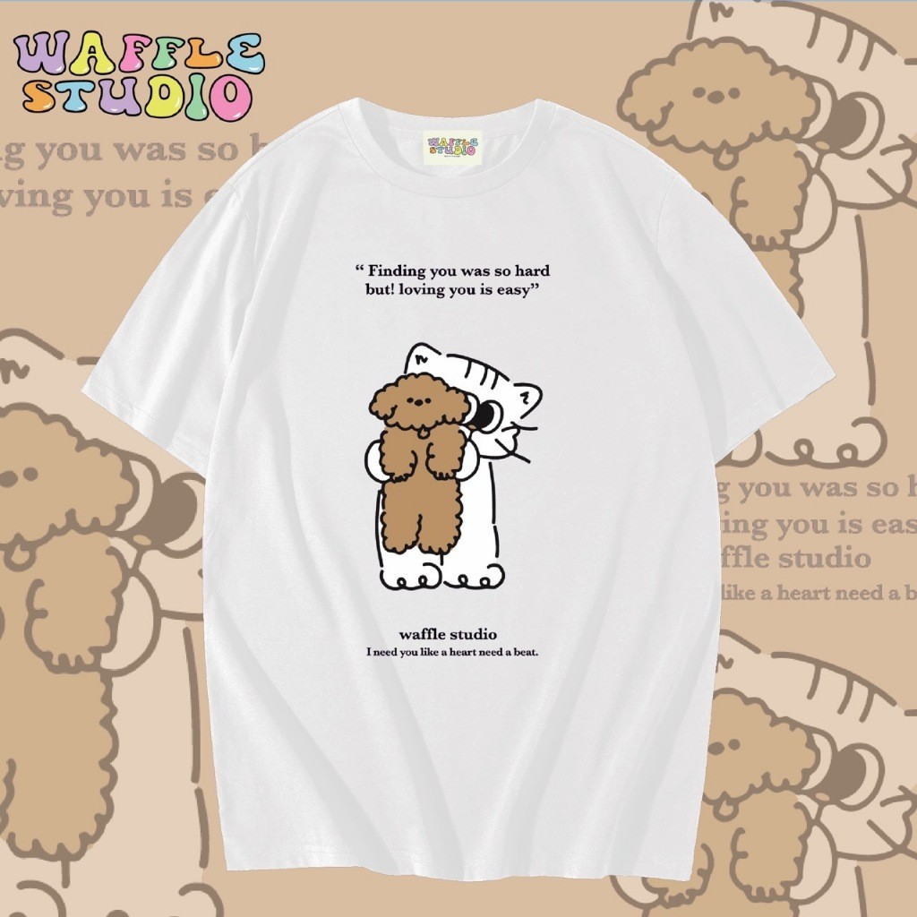 [ ส่งฟรี 🔥 ] WS0678 เสื้อยืดโอเวอร์ไซส์ ผ้าคอตตอนเสื้อยืดเกาหลี เสื้อยืด  WAFFLE STUDIOS-5XL