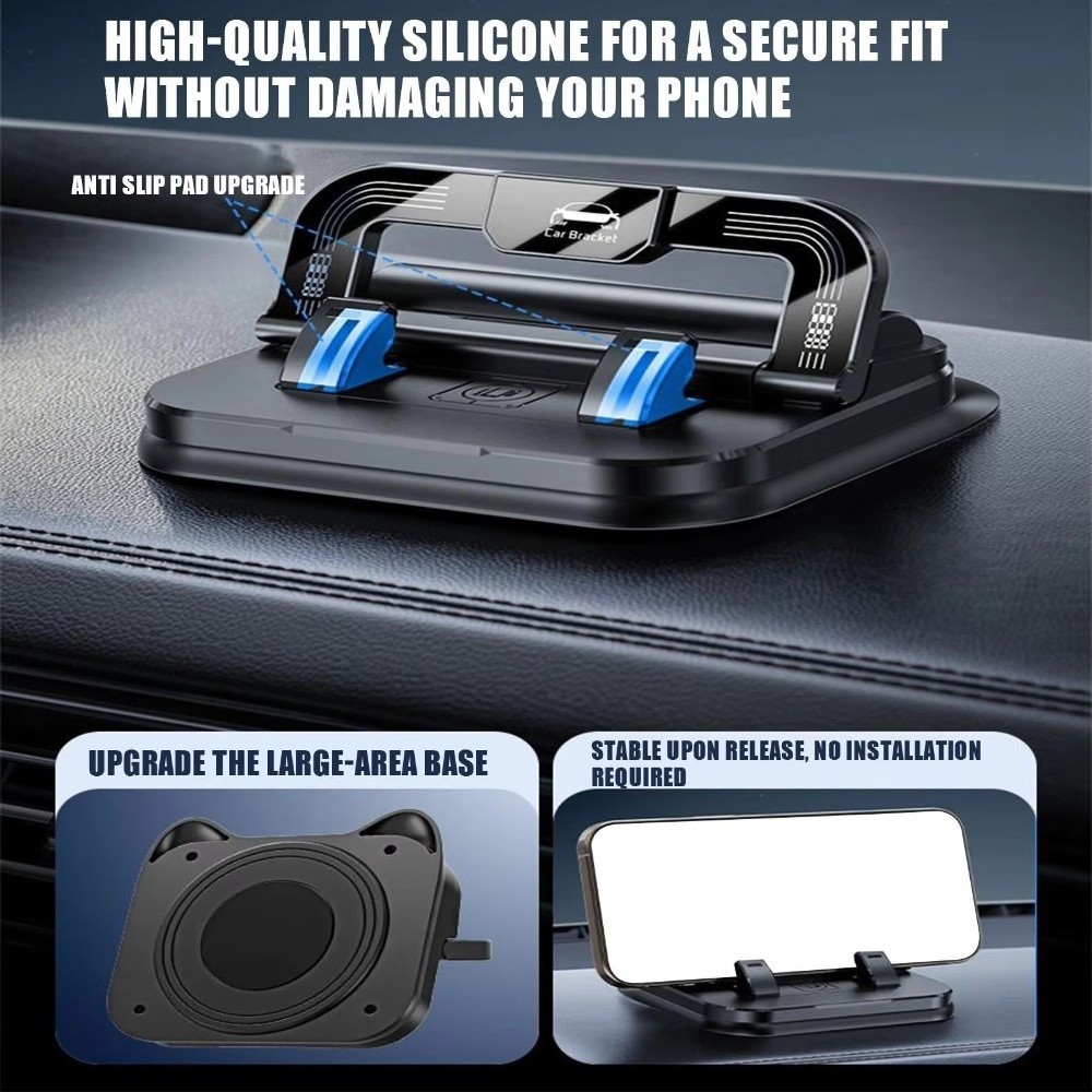 CKHAM ที่วางโทรศัพท์ในรถยนต์ กันลื่น 360° แท่นยึดโทรศัพท์มือถือแบบหมุนได้ การออกแบบ 2-ใน-1 แบบพกพาพร้อมที่วางโทรศัพท์แบบแผ่นตัวเลข ใช้ในรถยนต์ - รูปที่ 4