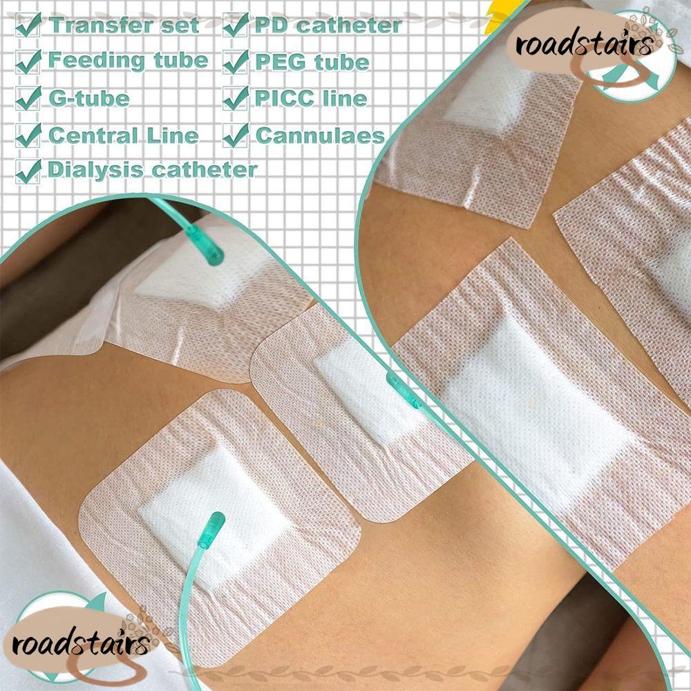 ROADSTAIRS 10pcs Chest Catheter Cover, Persimmonal Diatheri Wound Bandage Feeding Tube Pad, Replacem