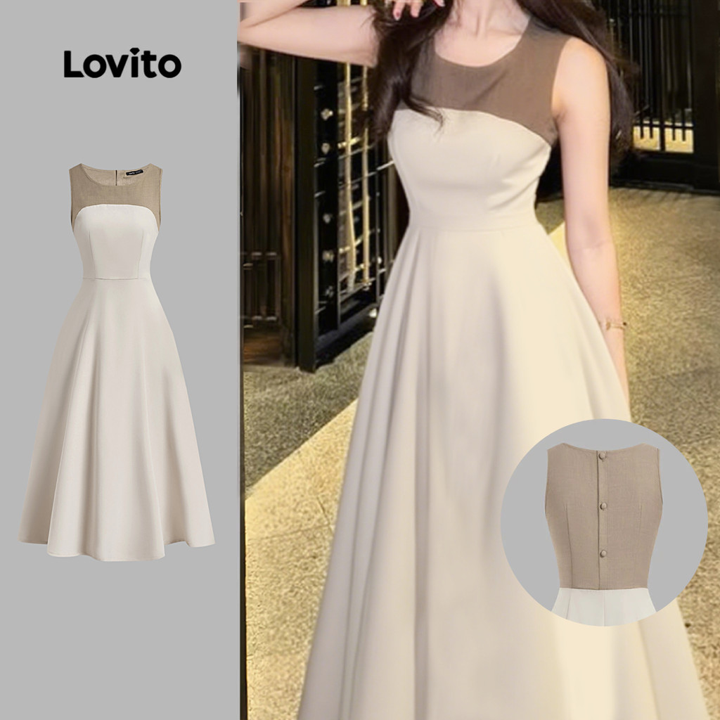 Lovito ชุดเดรสคริสต์มาส/ปาร์ตี้สุดหรูหรา ตัดเย็บด้วยผ้าจีบ เดรสสีกรมท่าสำหรับฤดูใบไม้ผลิ/ฤดูร้อนสำหรับผู้หญิง L149ED138