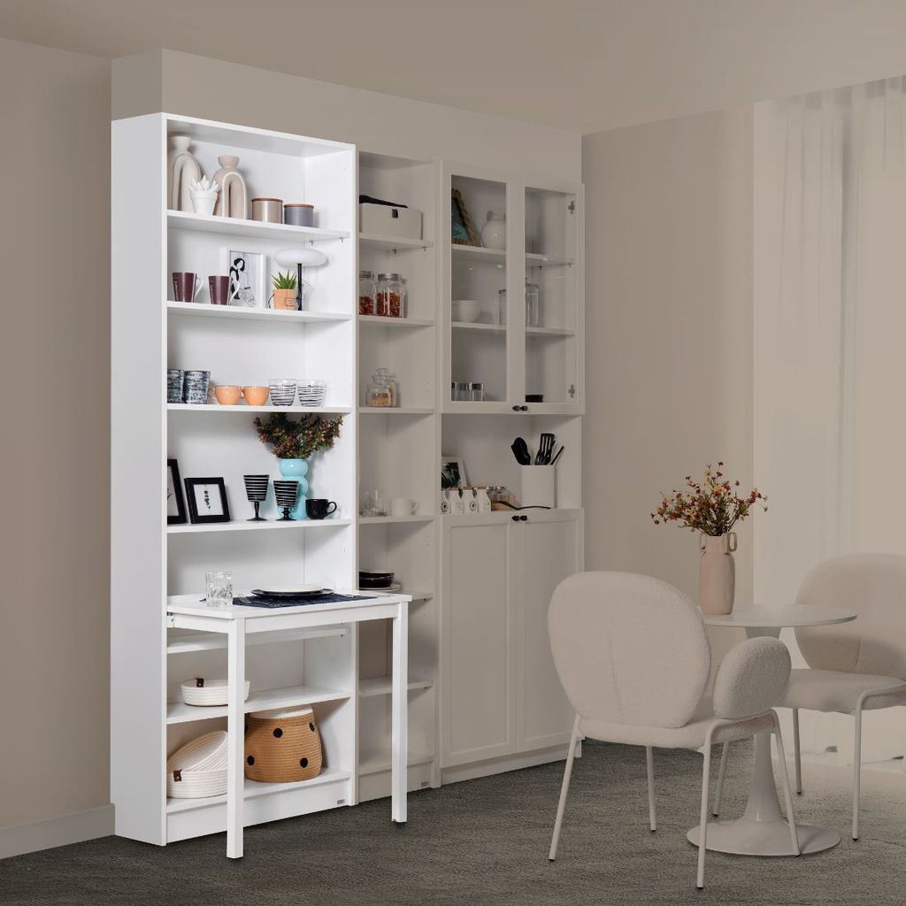 SB Design Square ชุดตู้เก็บของ ขนาด 80 ซม. รุ่น Trixx (ตู้สูงโล่ง & โต๊ะทำงาน) สีขาว  แบรนด์ SB FURN