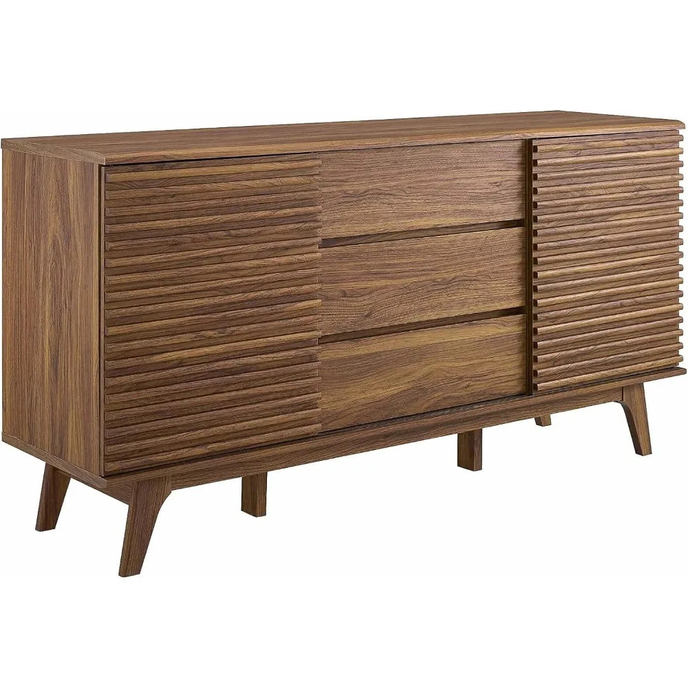Render 63 Mid-century Modern Sideboard Buffet Table หรือ Tv Stand ในวอลนัท