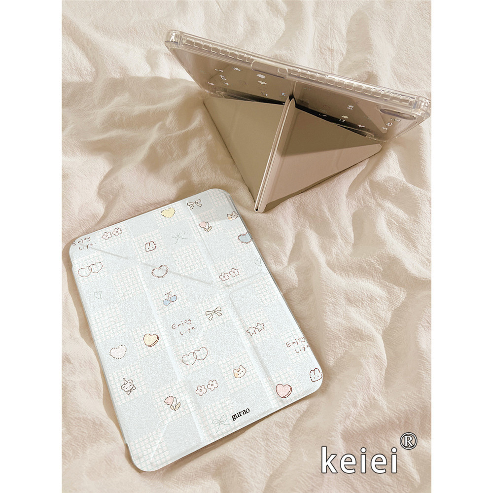 Cherry Heart พิมพ์ iPad10 เคสป้องกัน Air6 เคส iPad Pro2024 เคส iPad Mini7 เคสแท็บเล็ต Apple เคส iPad