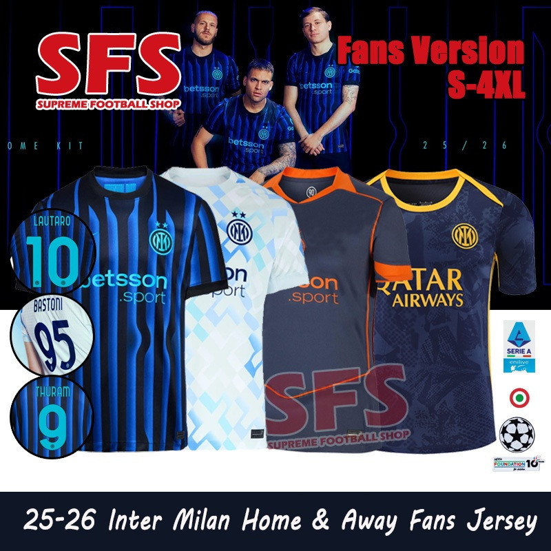 SFS25-26 Inter Milan Men Top Soccer Football Jersey เสื้อกีฬาแฟนรุ่น Home Away เสื้อยืด S-4XL