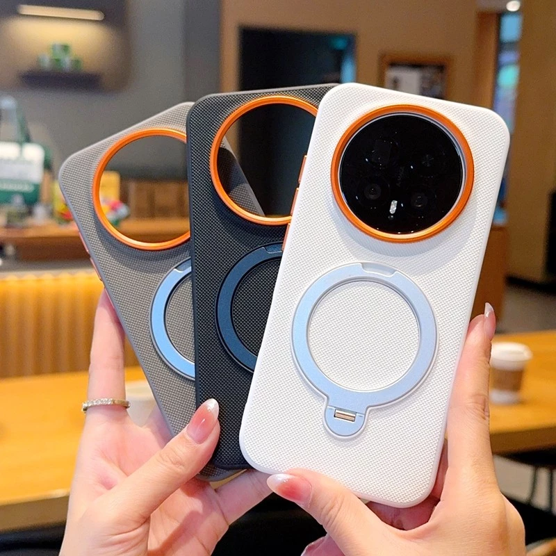 วงเล็บหมุนเคสโทรศัพท์แม่เหล็กสําหรับHonor Magic 8 7 6 Pro GT Pro X70 X60 Pro X9D X9C 5Gกรอบโลหะฝาครอบป้องกันHigh Endปุ่มโลหะอิสระเปลือก